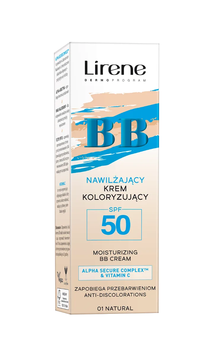 Crema BB hidratanta anti-depigmentare cu SPF50 01 Natural, 30ml, Lirene — preț și oferte