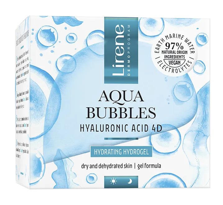 Hidro-gel facial hidratant cu acid hialuronic Aqua Bubbles, 50ml, Lirene — preț și oferte