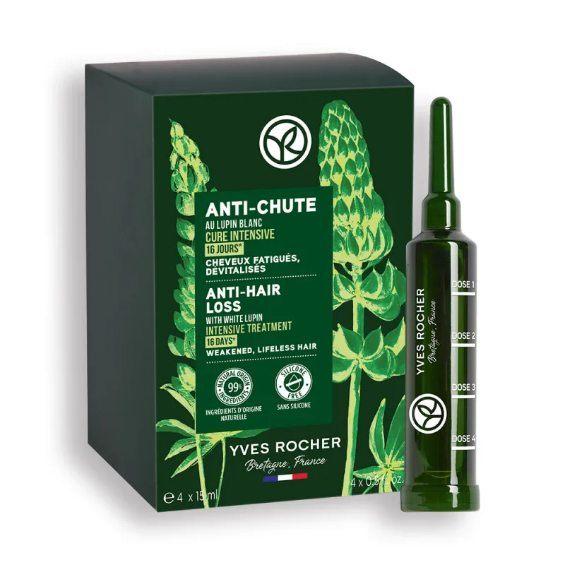 Cura intensiva impotriva caderii parului cu Lupin Alb, 4 fiole x 15ml, Yves Rocher — preț și oferte