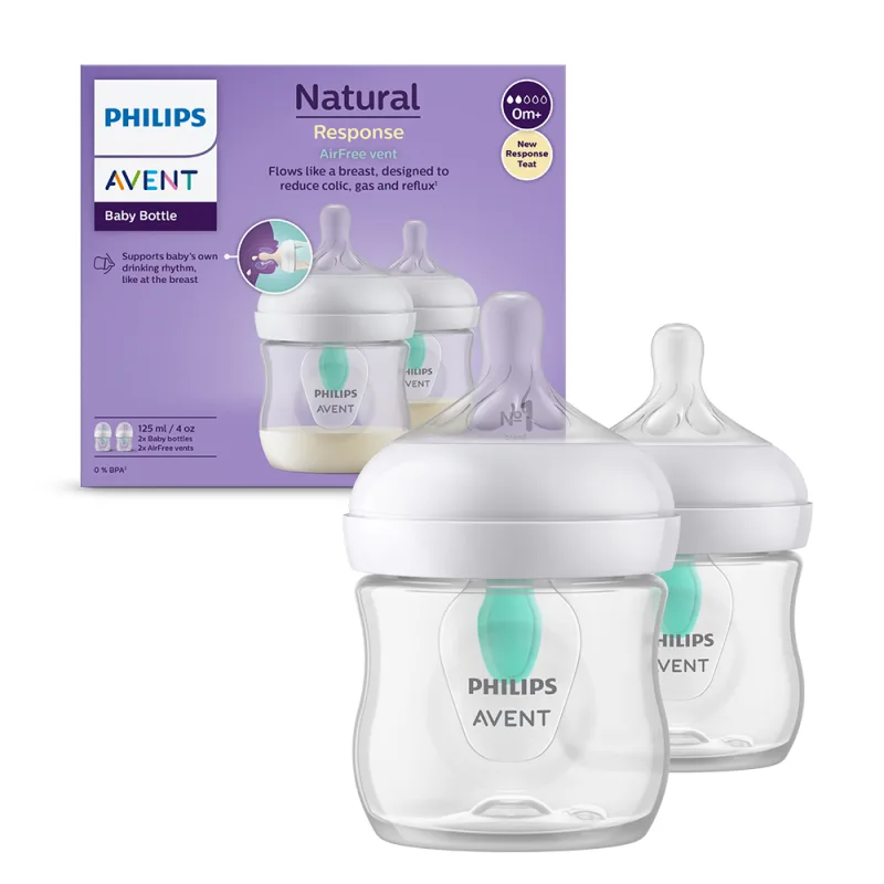 Set biberoane anti-colici pentru +0 luni SCY670/02 Natural Response, 2x125ml, Philips Avent — preț și oferte