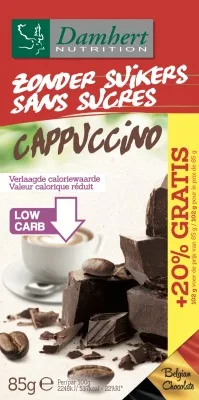 Ciocolata cu cappuccino fara zahar, 85g, Damhert — preț și oferte