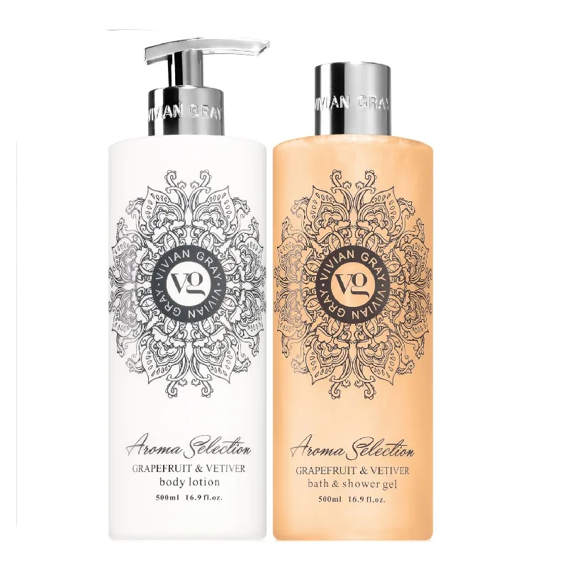 Set gel dus si Lotiune corp Grapefruit&Vetiver, 2x500ml, Vivian Gray — preț și oferte