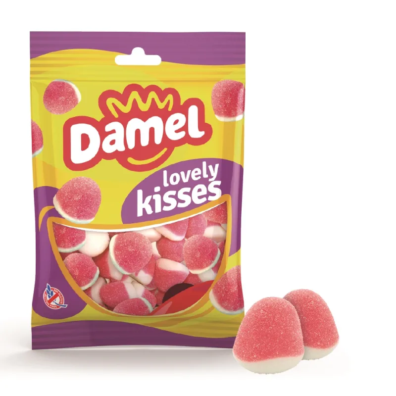 Jeleuri gumate cu aroma de capsuni Strawberry Kisses, 80g, Damel — preț și oferte