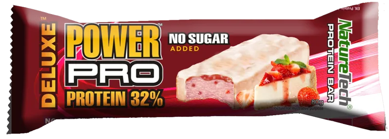 Baton energizant Strawberry Cheesecake Power Pro Deluxe, 80g, Nature Tech — preț și oferte