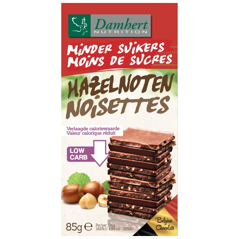 Ciocolata cu lapte si alune fara zahar adaugat, 85g, Damhert — preț și oferte