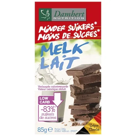 Ciocolata cu lapte fara zahar adaugat, 85g, Damhert — preț și oferte