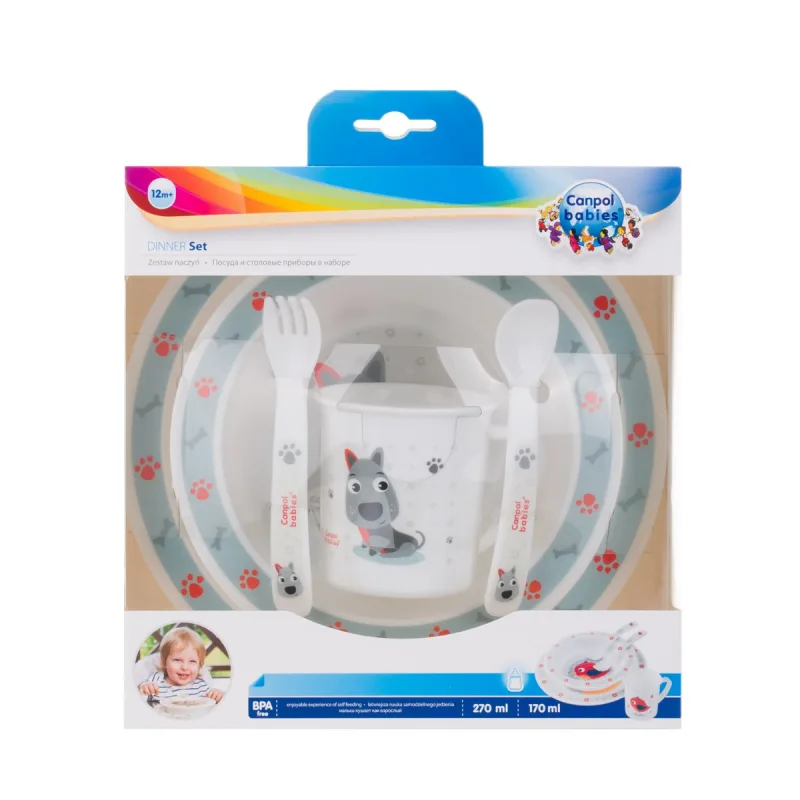 Set pentru masa din plastic Cute Animals Caine, 4 piese, Canpol babies — preț și oferte