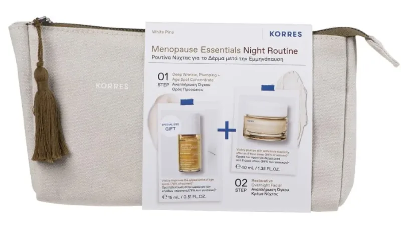 Pachet Crema de noapte 40ml + Ser concentrat 15ml + Pouch White Pine, Korres — preț și oferte