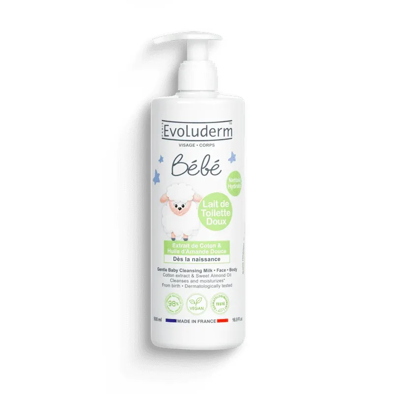 Lapte de curatare fata si corp pentru bebelusi, 500ml, Evoluderm — preț și oferte