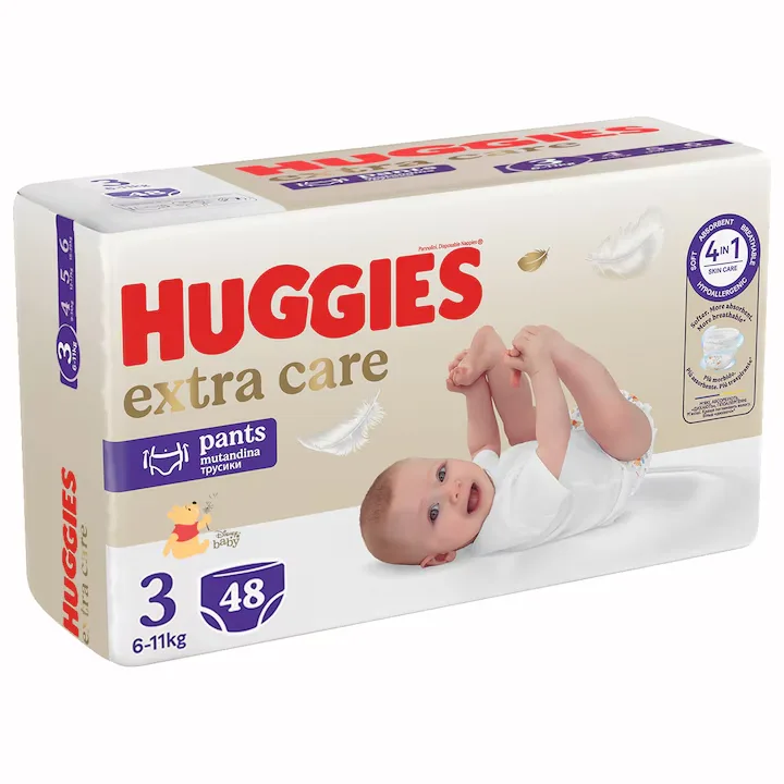 Scutece chilotel Extra Care Marimea 3 pentru 6-11 kg, 48 bucati, Huggies — preț și oferte