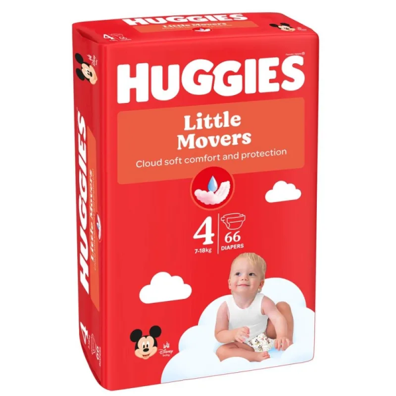Scutece Litte Movers Marimea 4 pentru 7 - 18kg, 66 bucati, Huggies — preț și oferte