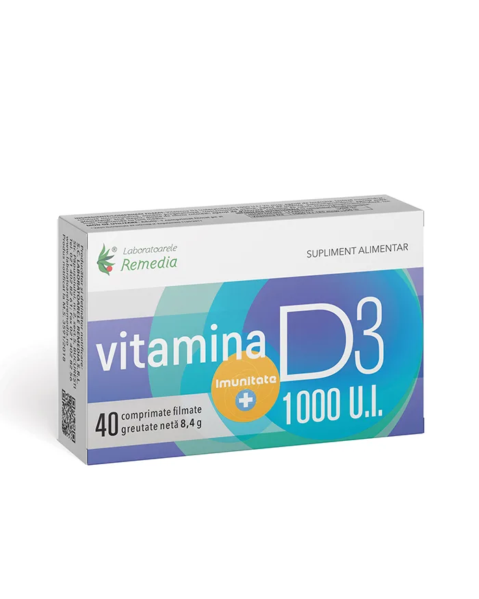 Vitamina D3 1000 UI, 40 comprimate, Laboratoarele Remedia — preț și oferte
