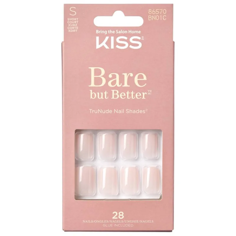 Unghii false Bare but Better Nudies Short Squoval, 28 bucati, Kiss — preț și oferte