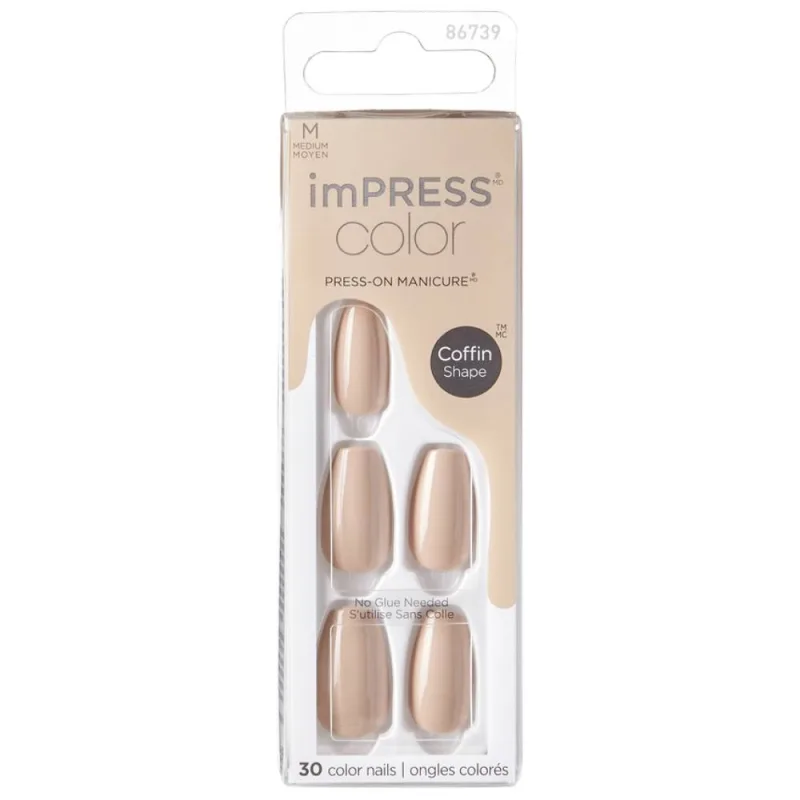 Unghii false Impress Latte, 30 bucati, Kiss — preț și oferte