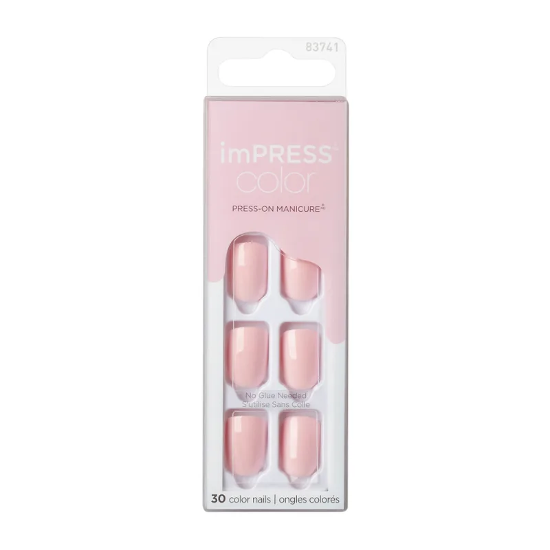 Unghii false imPress Pick Me Pink Short Squoval, 30 bucati, Kiss — preț și oferte