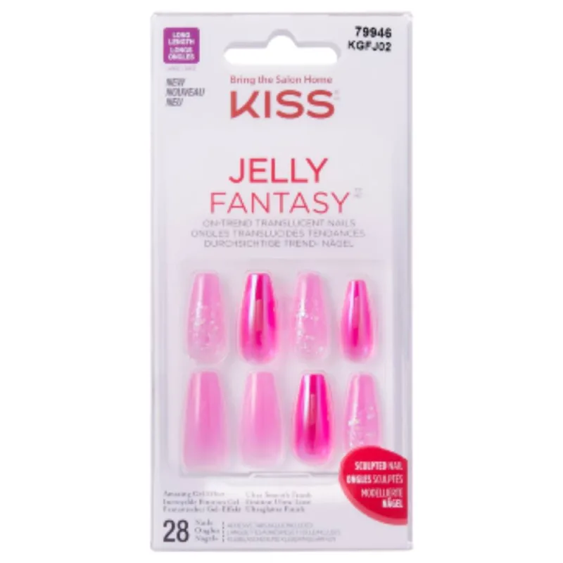 Unghii false Fantasy Jelly Baby Long Coffin, 28 bucati, Kiss — preț și oferte