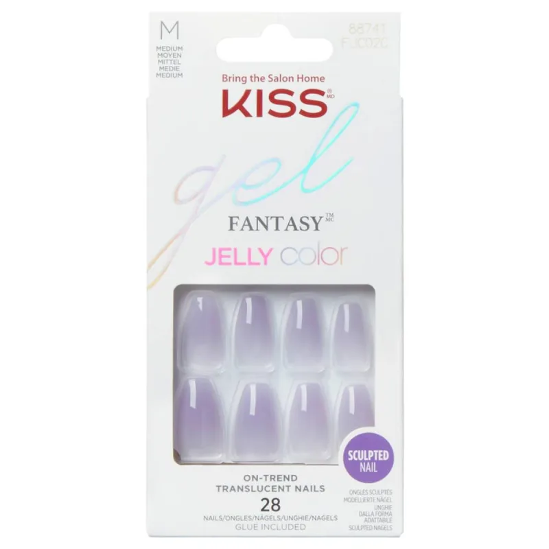 Unghii false Jelly Fantasy Medium Coffin, 28 bucati, Kiss — preț și oferte