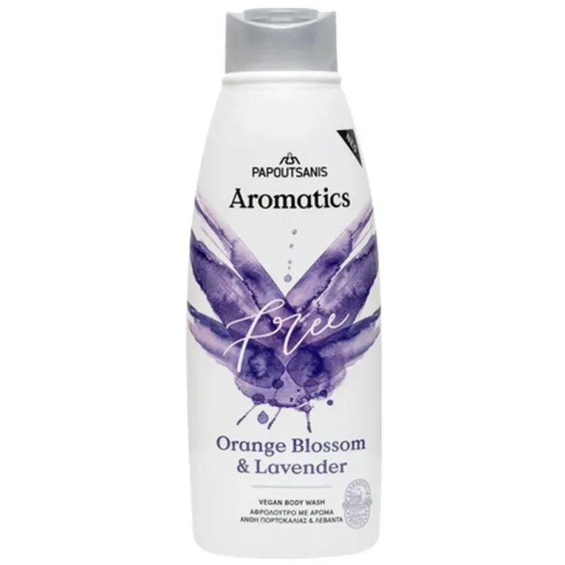 Gel de dus 100% vegan cu parfum de flori de portocal si lavanda Free, 600ml, Aromatics — preț și oferte