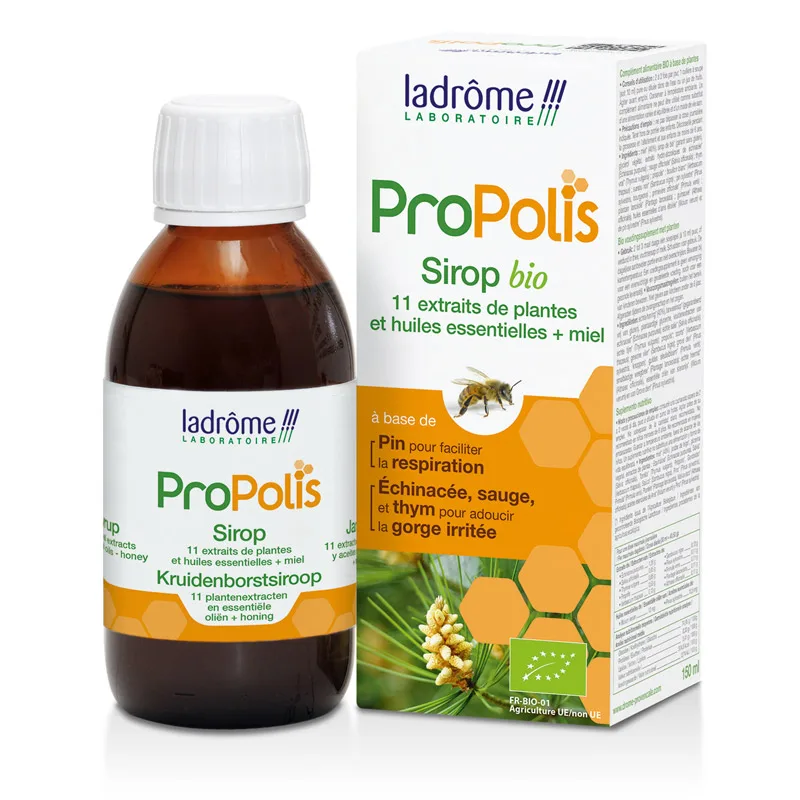 Sirop cu propolis Eco pentru gat si cai respiratorii, 150ml, Ladrome — preț și oferte