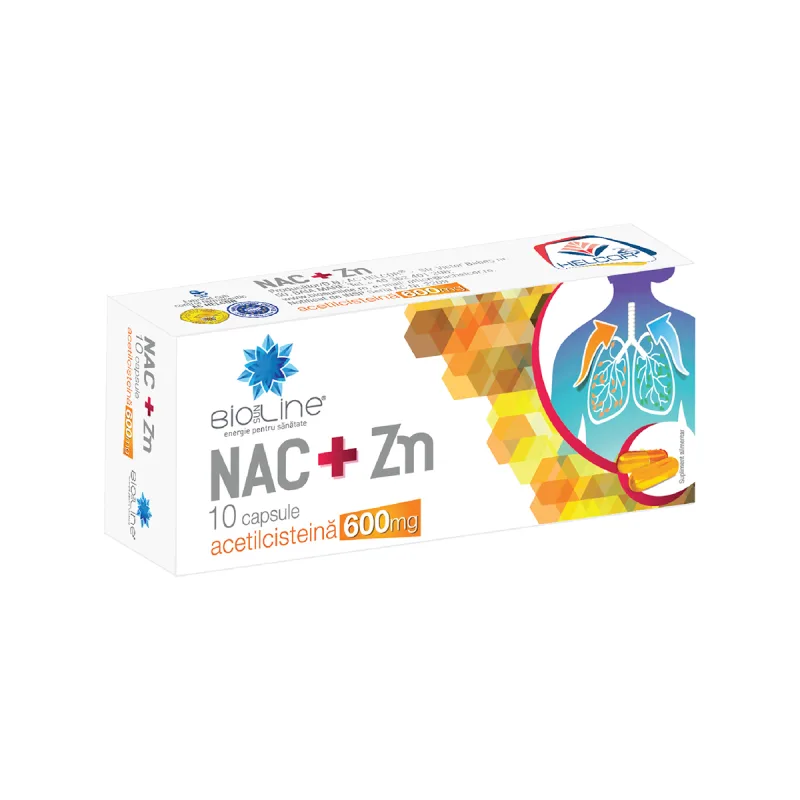 Nac+Zn 600mg, 10 capsule, BioSunLine — preț și oferte