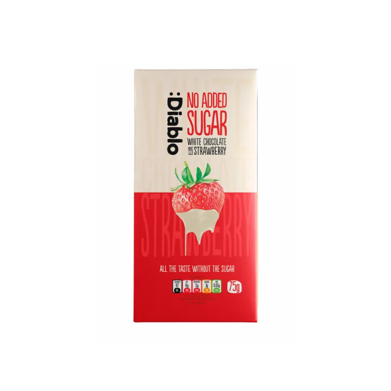 Ciocolata alba fara zahar cu capsuni, 75g, Diablo — preț și oferte