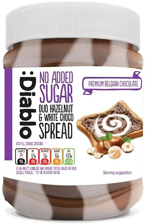 Ciocolata duo tartinabila cu lapte si alune fara zahar, 350g, Diablo — preț și oferte