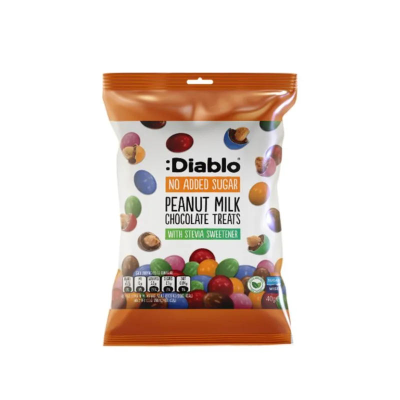 Arahide cu invelis crocant de ciocolata cu lapte fara zahar, 40g, Diablo — preț și oferte