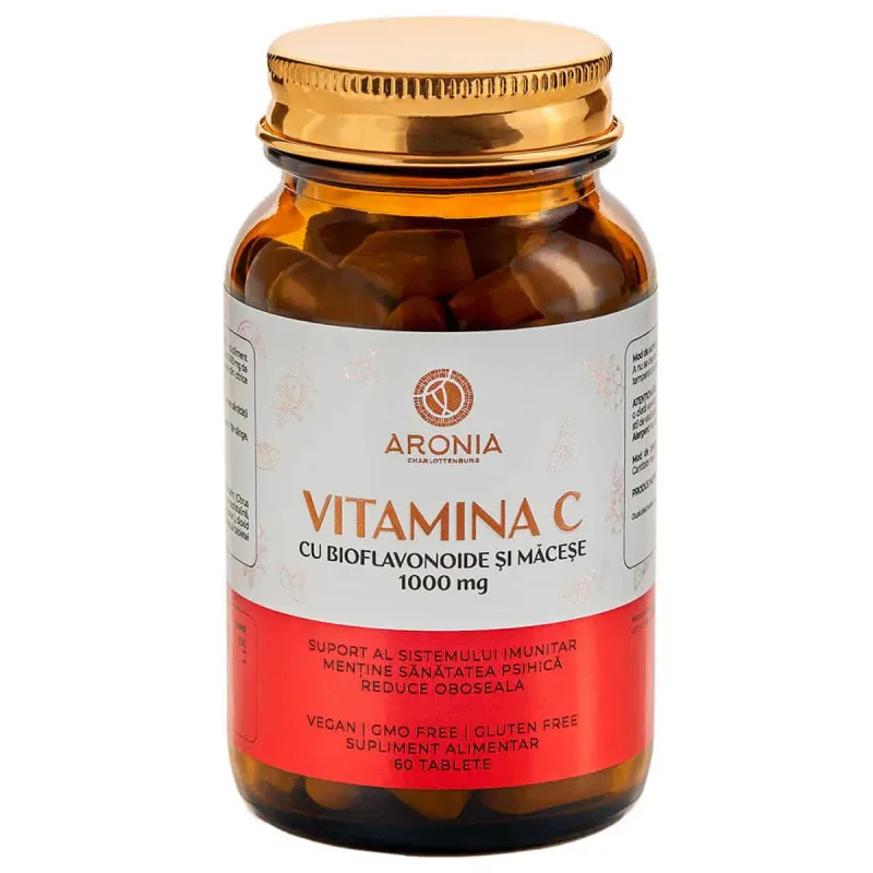 Vitamina C cu Bioflavonoide si Macese, 1000 mg, 60 tablete, Aronia Charlottenburg — preț și oferte