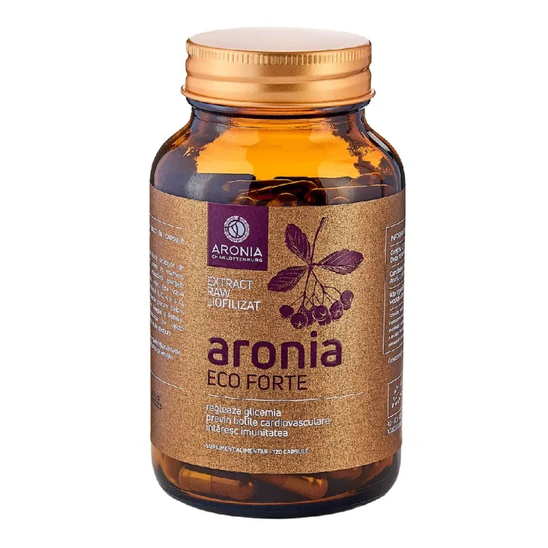 Aronia Forte extract raw eco liofilizat, 120 capsule, Aronia Charlottenburg — preț și oferte