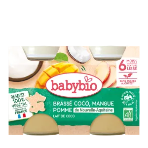 Crema din lapte de cocos cu mango si ananas Bio, 2 x 130g, BabyBio