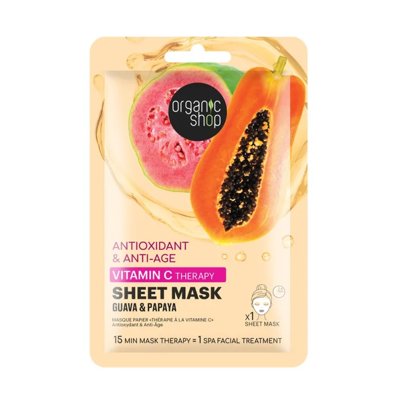 Masca de fata cu guava si papaya antioxidanta si anti imbatranire Vitamin C Therapy, 1 bucata, Organic Shop — preț și oferte