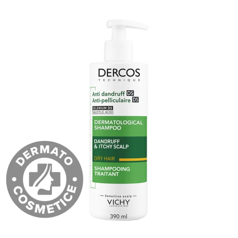 Sampon tratament anti-matreata uscata Dercos, 390ml, Vichy — preț și oferte
