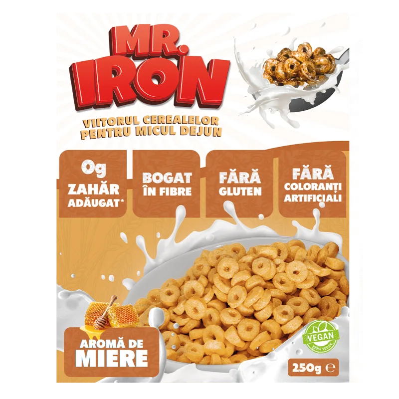 Cereale din ovaz fara zahar si fara gluten Miere inghetata, 250g, Mr. Iron — preț și oferte
