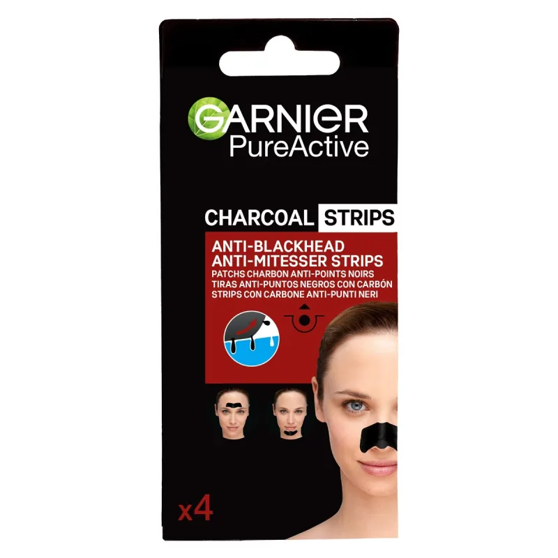 Benzi anti-puncte negre cu carbune Pure Active, 4 bucati, Garnier — preț și oferte