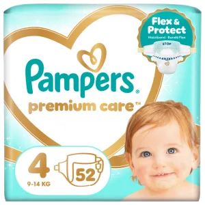 Scutece Premium Care Nr.4 pentru 9-14kg, 52 bucati, Pampers