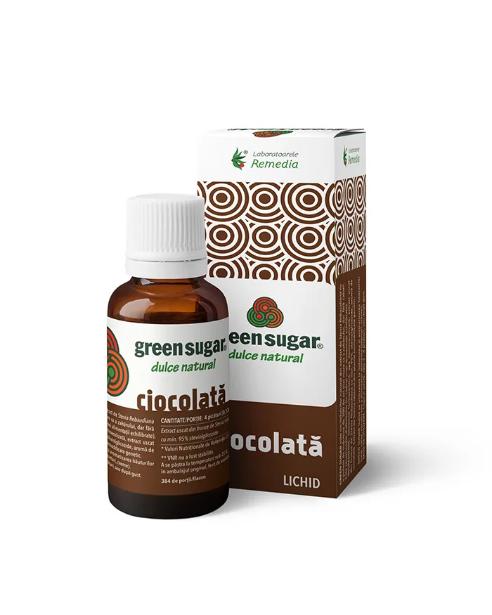 Indulcitor lichid cu aroma de ciocolata Green Sugar, 50ml, Laboratoarele Remedia — preț și oferte
