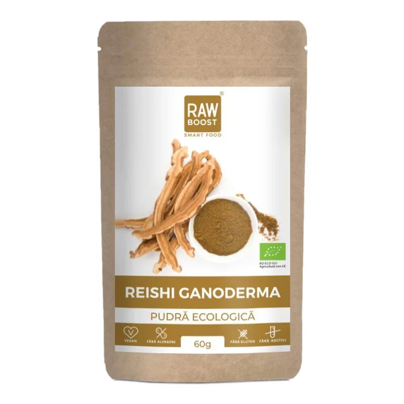 Reishi Ganoderma pudra Bio, 60g, Rawboost — preț și oferte