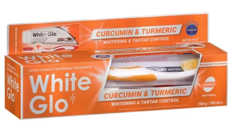 Pasta de dinti cu periuta Curcumin & Turmeric, 100ml, White Glo — preț și oferte
