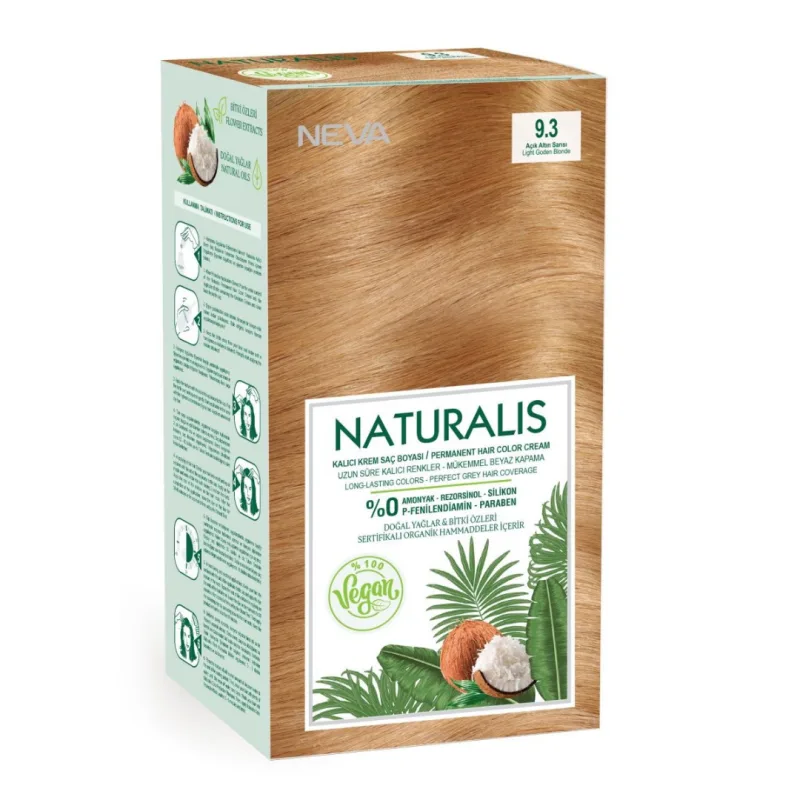 Vopsea de par Blond auriu, 9.3 Naturalis, 150ml, Neva — preț și oferte