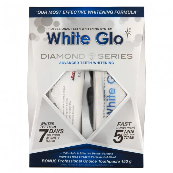 Kit pentru albire dentara Diamond Series, gel de albire 50ml + pasta de dinti 100ml, White Glo — preț și oferte