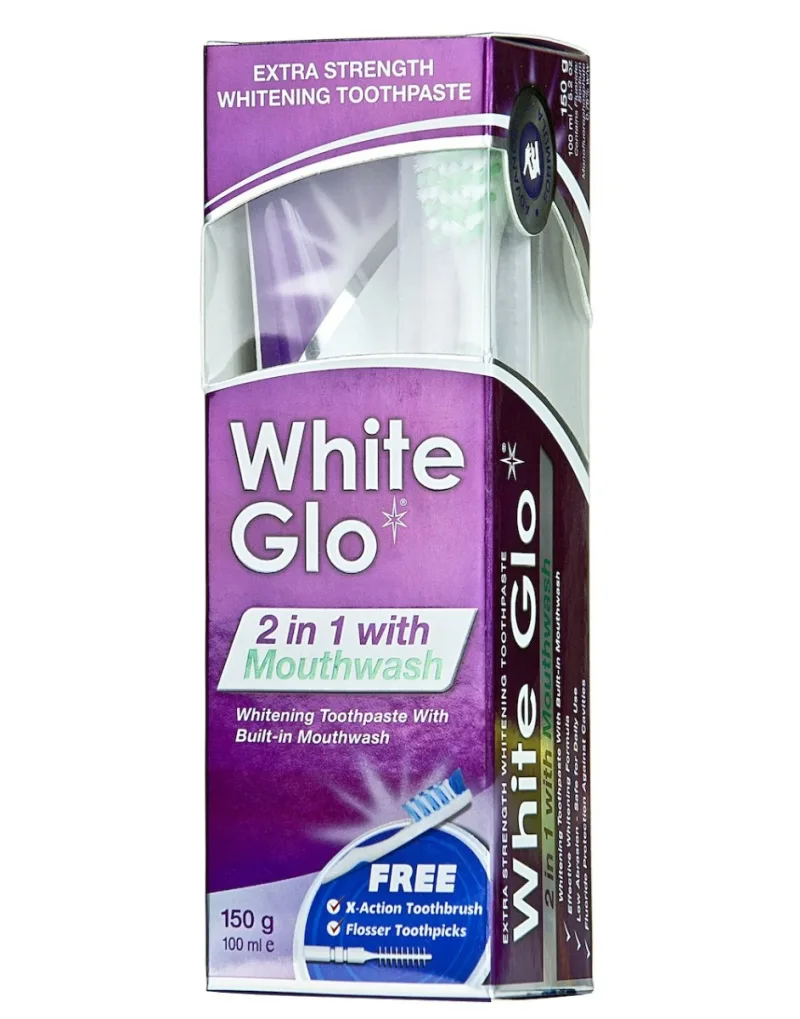 Pasta de dinti 2 in 1 cu periuta, 100ml, White Glo — preț și oferte