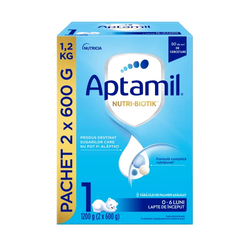 Lapte de inceput pentru 0-6 luni NUTRI-BIOTIK 1, 1200g, Aptamil Aptamil Junior — preț și oferte