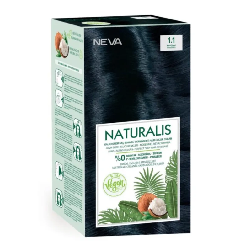 Vopsea de par Negru albastrui, 1.1 Naturalis, 150ml, Neva — preț și oferte