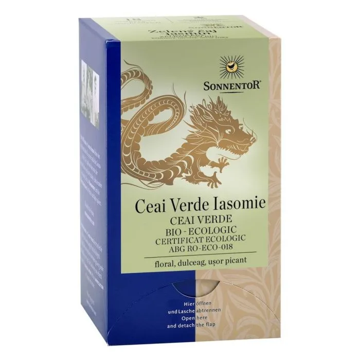 Ceai Verde Bio Iasomie (Camellia Sinensis), 18 plicuri, Sonnentor — preț și oferte
