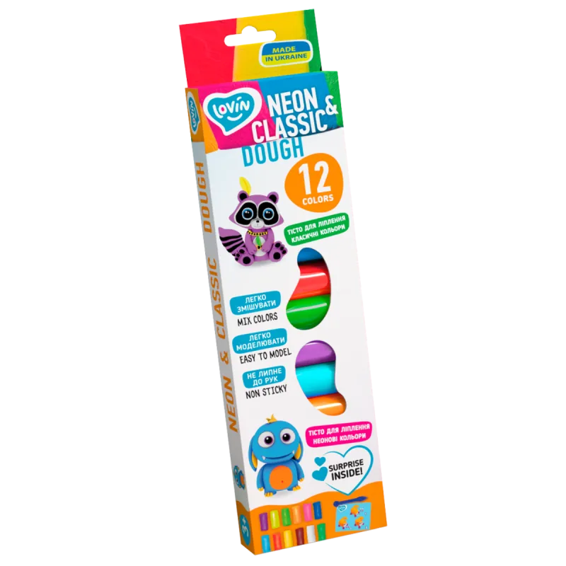 Set plastilina Lovin Neon&Classic Dough, 12 x15g, Oktoclay — preț și oferte