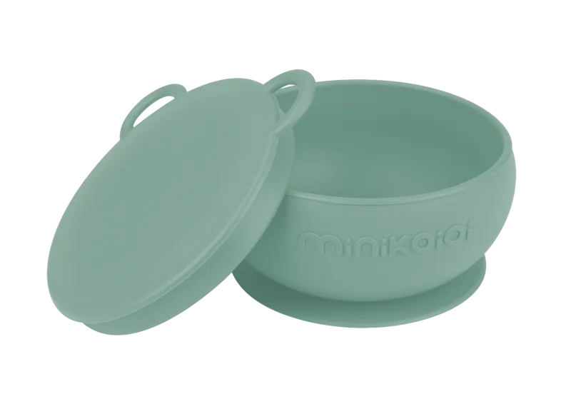 Bol cu ventuza si capac 100% Pemium Silicone River Green, 1 bucata, Minikoioi — preț și oferte