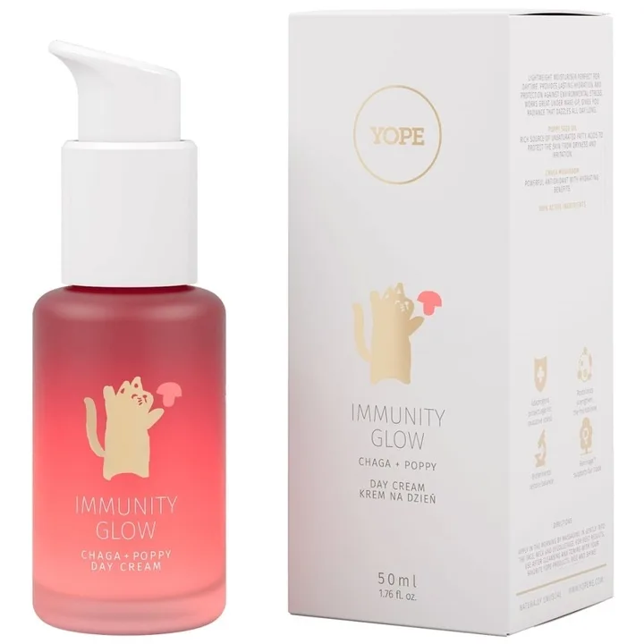 Crema de zi iluminatoare Immunity Glow cu Chaga si Seminte de mac, 50ml, Yope — preț și oferte