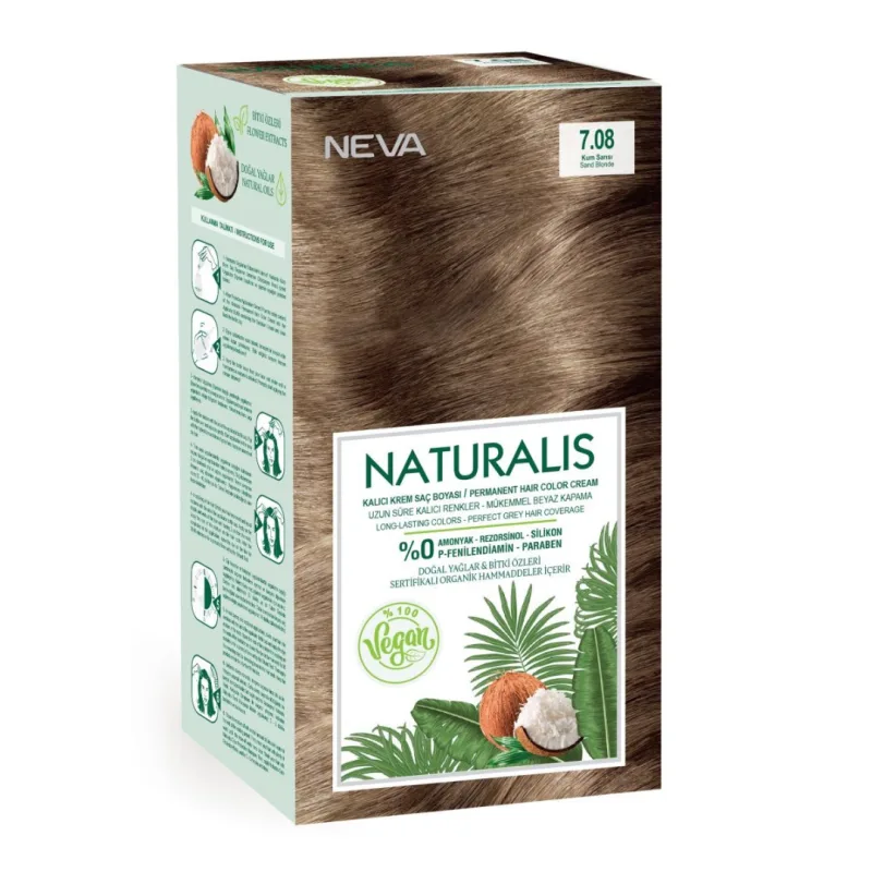 Vopsea de par Blond nisipiu, 7.08 Naturalis, 150ml, Neva — preț și oferte