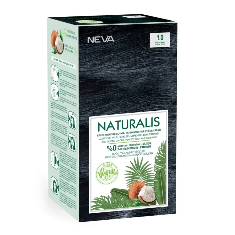 Vopsea de par Negru intens, 1.0 Naturalis, 150ml, Neva — preț și oferte