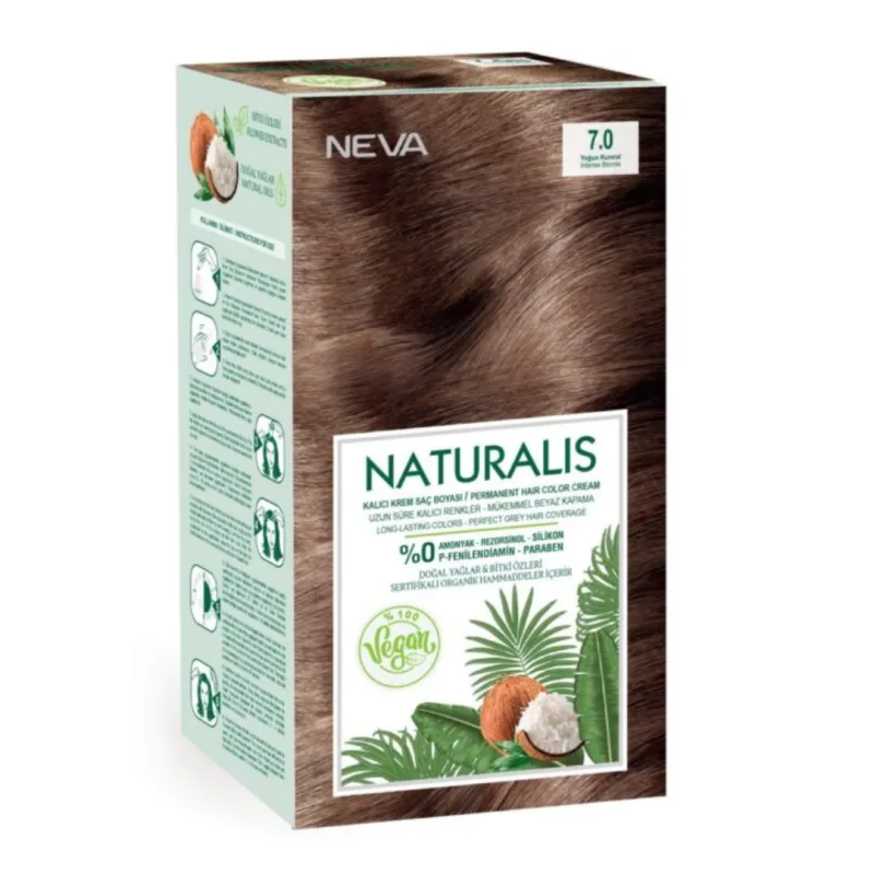 Vopsea de par Blond intens, 7.0 Naturalis, 150ml, Neva — preț și oferte